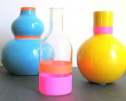 Flagger's tape adds an '80s touch to a trio of vases