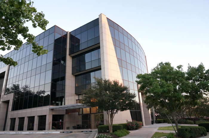 An angular office building