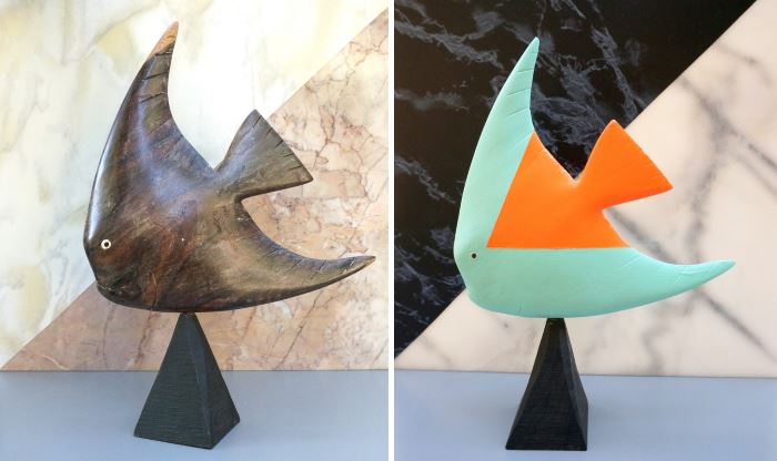 DIY fish figurine before and after