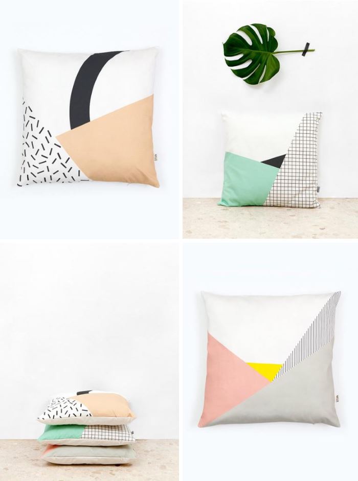 Memphis cushions from illustrator Depeapa via Hello Polly