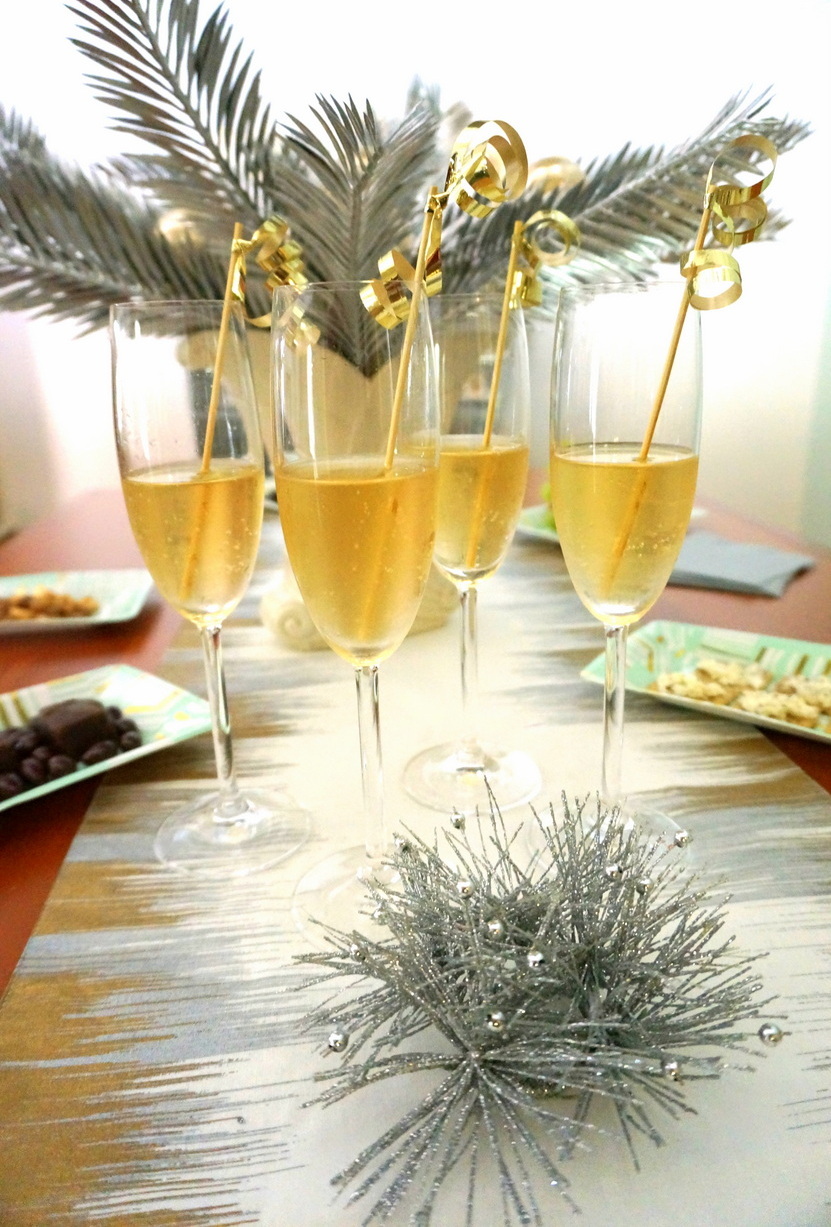 New Year's Eve champagne with stirrers
