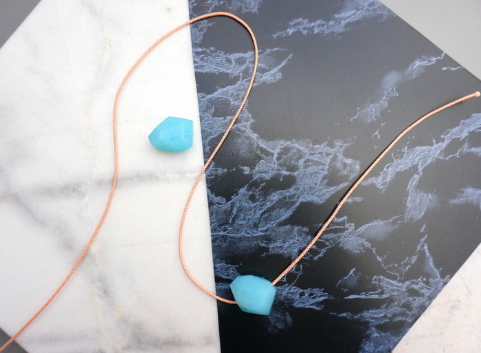 Peach and blue DIY necklace