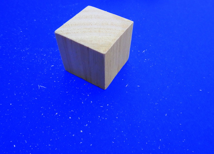 Sanded wooden cube