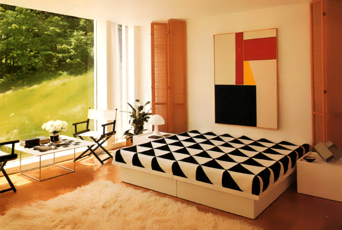Platform bed with a geo pattern
