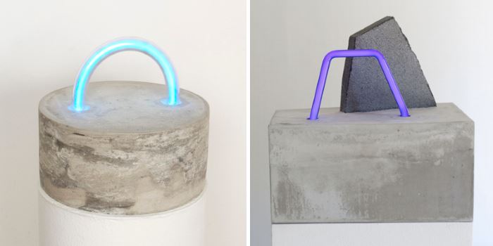Neon and cement sculptures by Esther Ruiz
