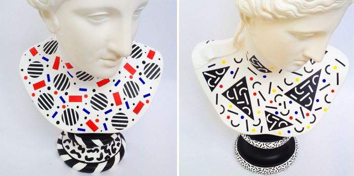 Painted busts by Camille Walala for Leprintemps