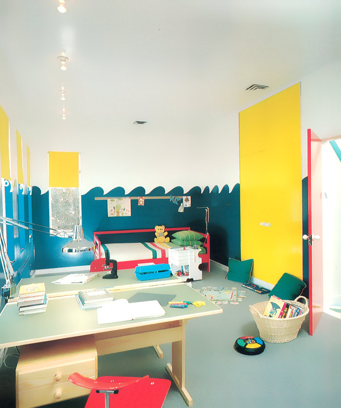 80s child's bedroom with primary colors