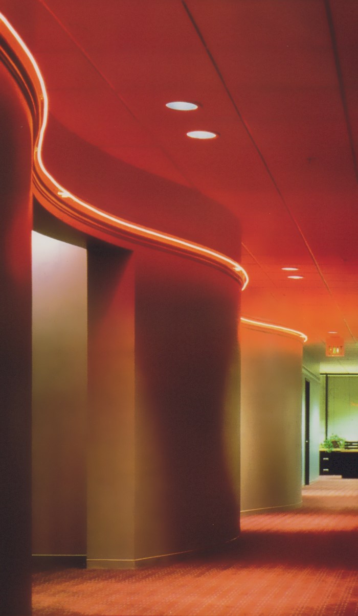 An '80s office hallway from Commercial Interiors International