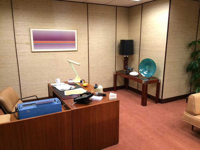 An office waiting area from the set of Halt and Catch Fire