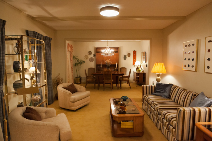 The Clarks' living room on the set of Halt and Catch Fire (photo credit: Tina Rowden)
