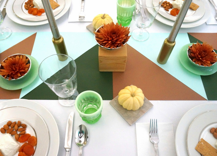 Thanksgiving table green and copper-001
