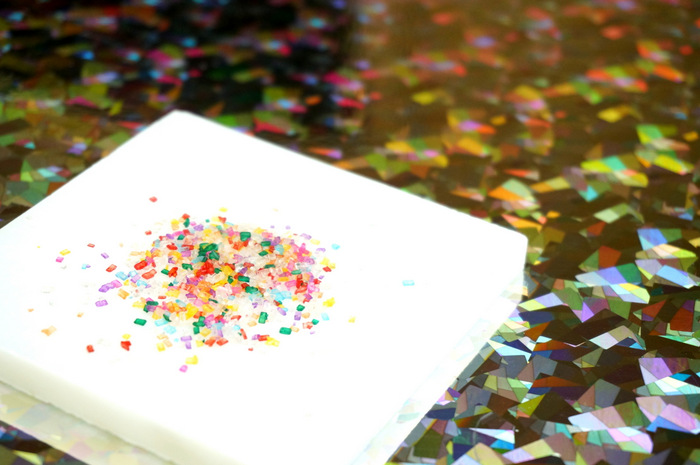 Sugar sprinkles and holographic paper