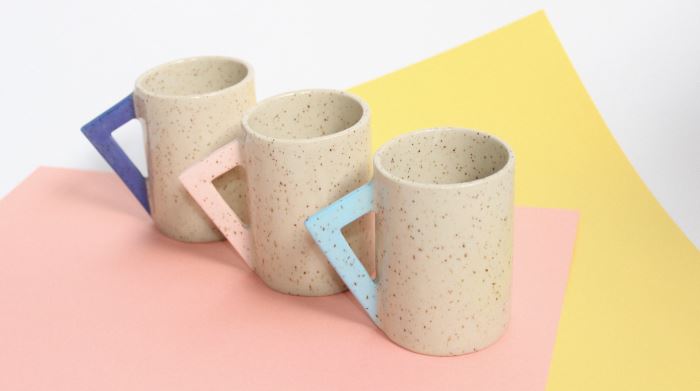 Geometric mugs from Lindsey Hampton