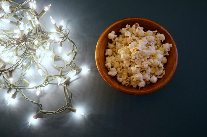 Popcorn and string lights