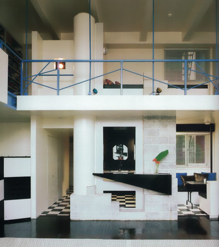 80s loft with a checkered floor